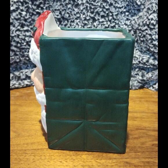 Vintage Santa Ceramic Luminary w/ Eyes & Mouth Cut Outs Holiday Christmas Decor - Picture 2 of 8